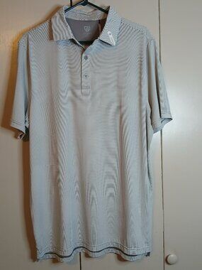 Graham Luxe Performance Men's Large Premium White Golf Polo Shirt (0828E23)